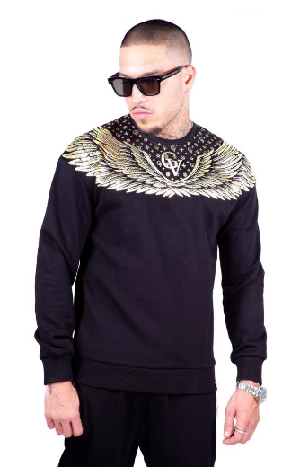 Gold George V Paris Wings Crewneck Sweater