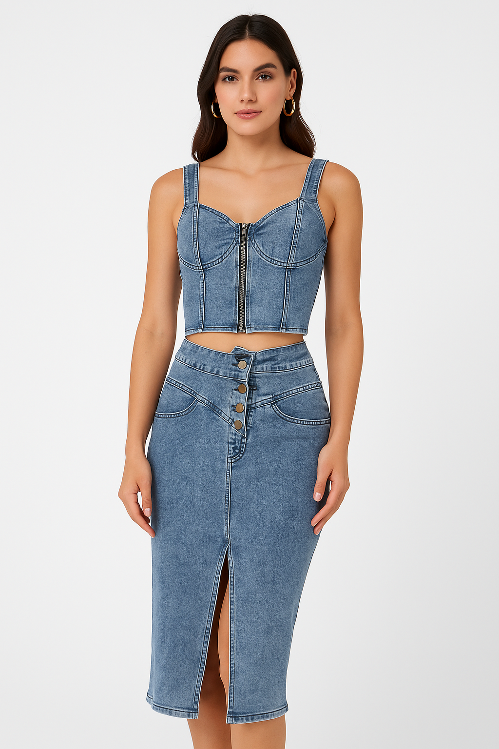 2 Piece Jean Skirt Set