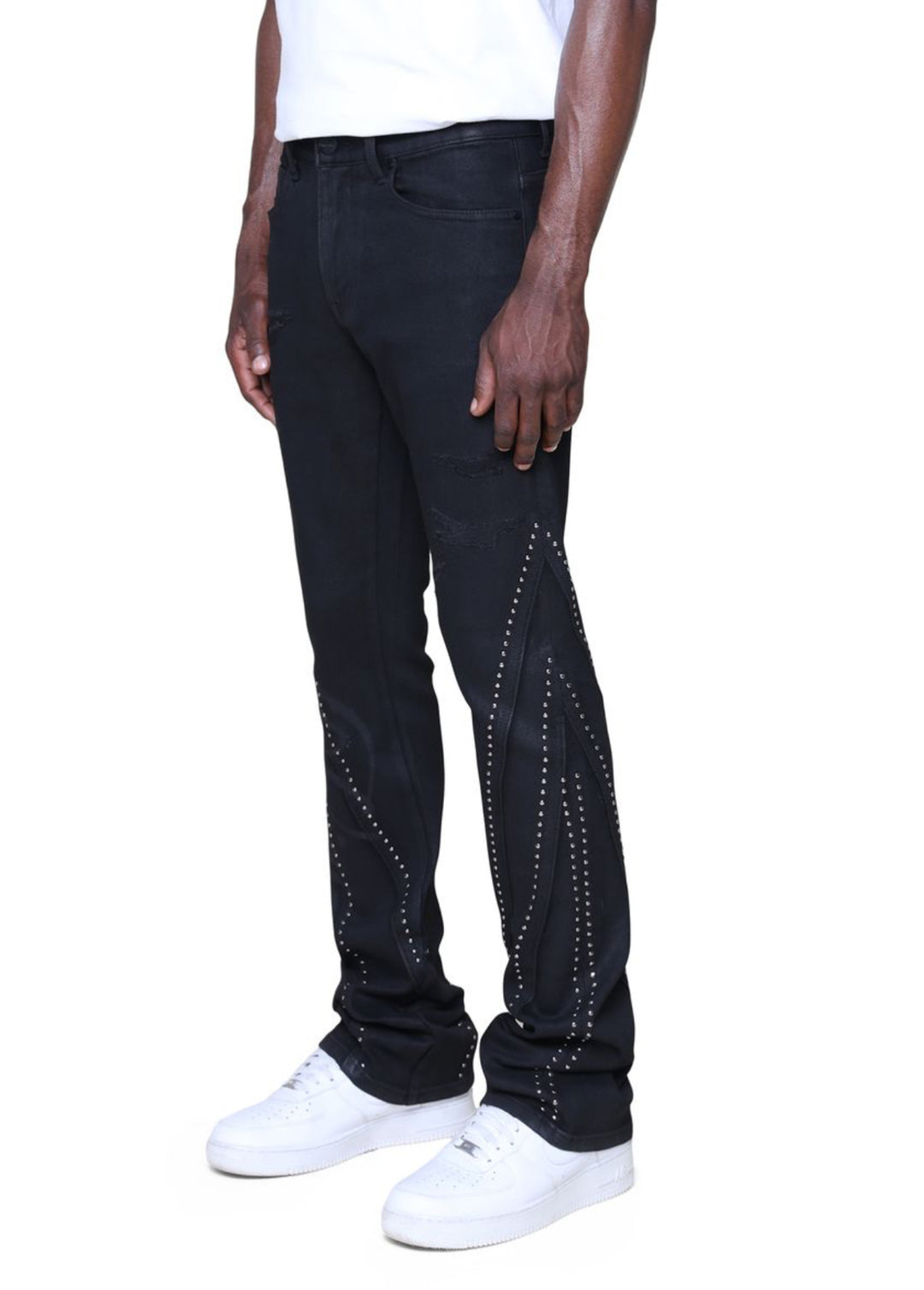 Barbwire Stacked Rhinestone Jeans