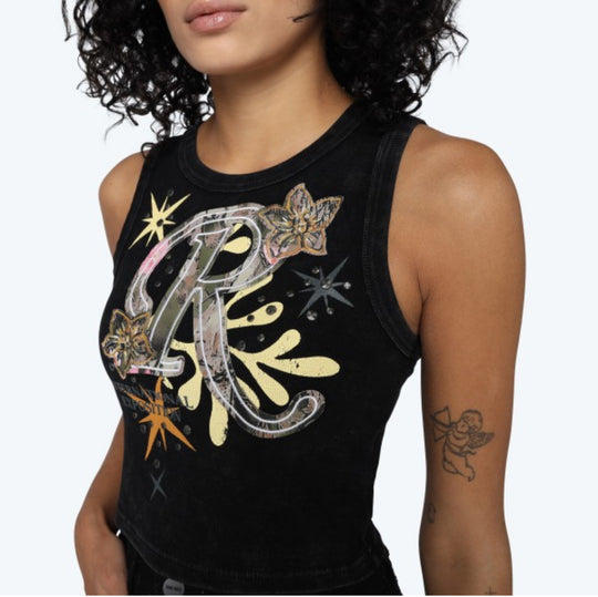 Graphic Fitted Sleeves Tank Top