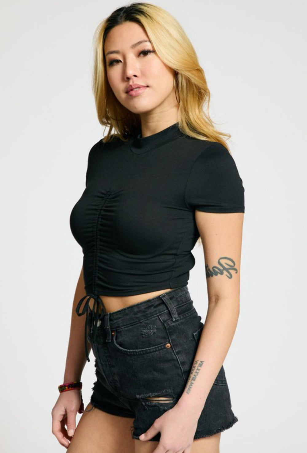 Front Draw String Crop Top