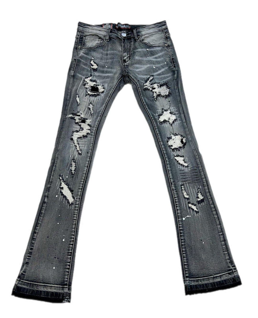 Fly grey stacked jeans