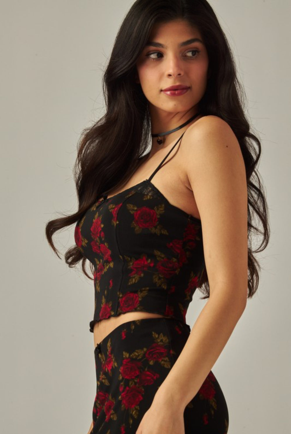Rose Printed Spaghetti Strap Top