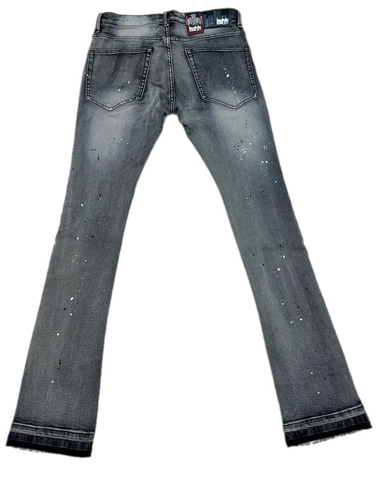 Fly grey stacked jeans