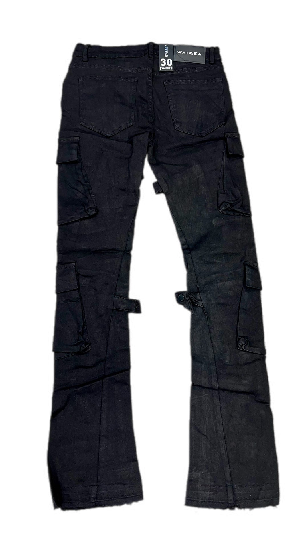 Jet black stacked pants
