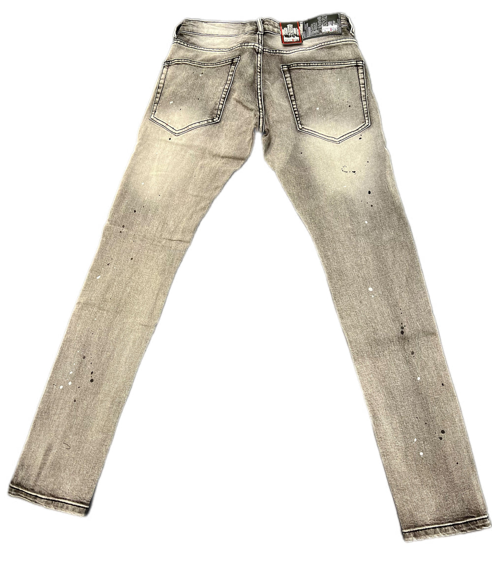Grey Wash Skinny Fit Jeans With Black Trim