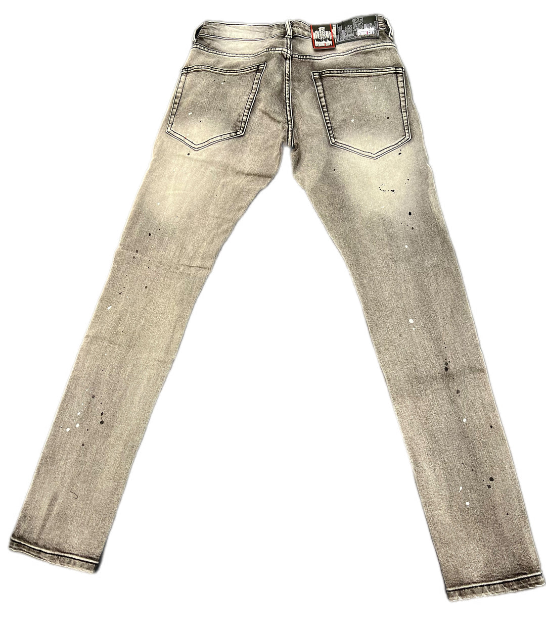 Grey Wash Skinny Fit Jeans With Black Trim