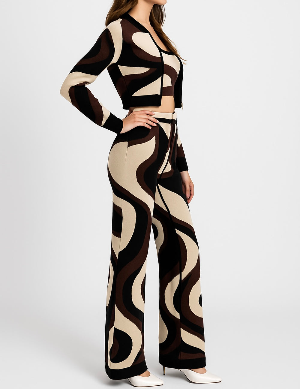 3 Piece Abstract Sweater Knit Set