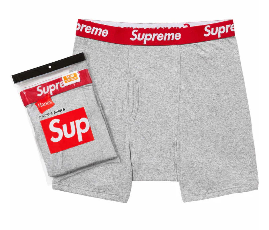 Supreme Hanes Heather Grey Boxer Briefs 2 pack