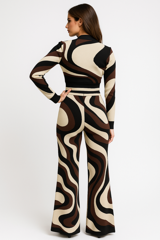 3 Piece Abstract Sweater Knit Set