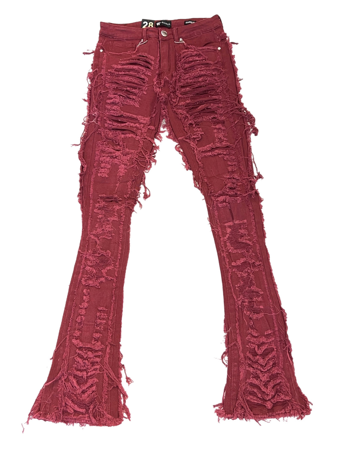 Shred Life Burgundy Stacked Jeans