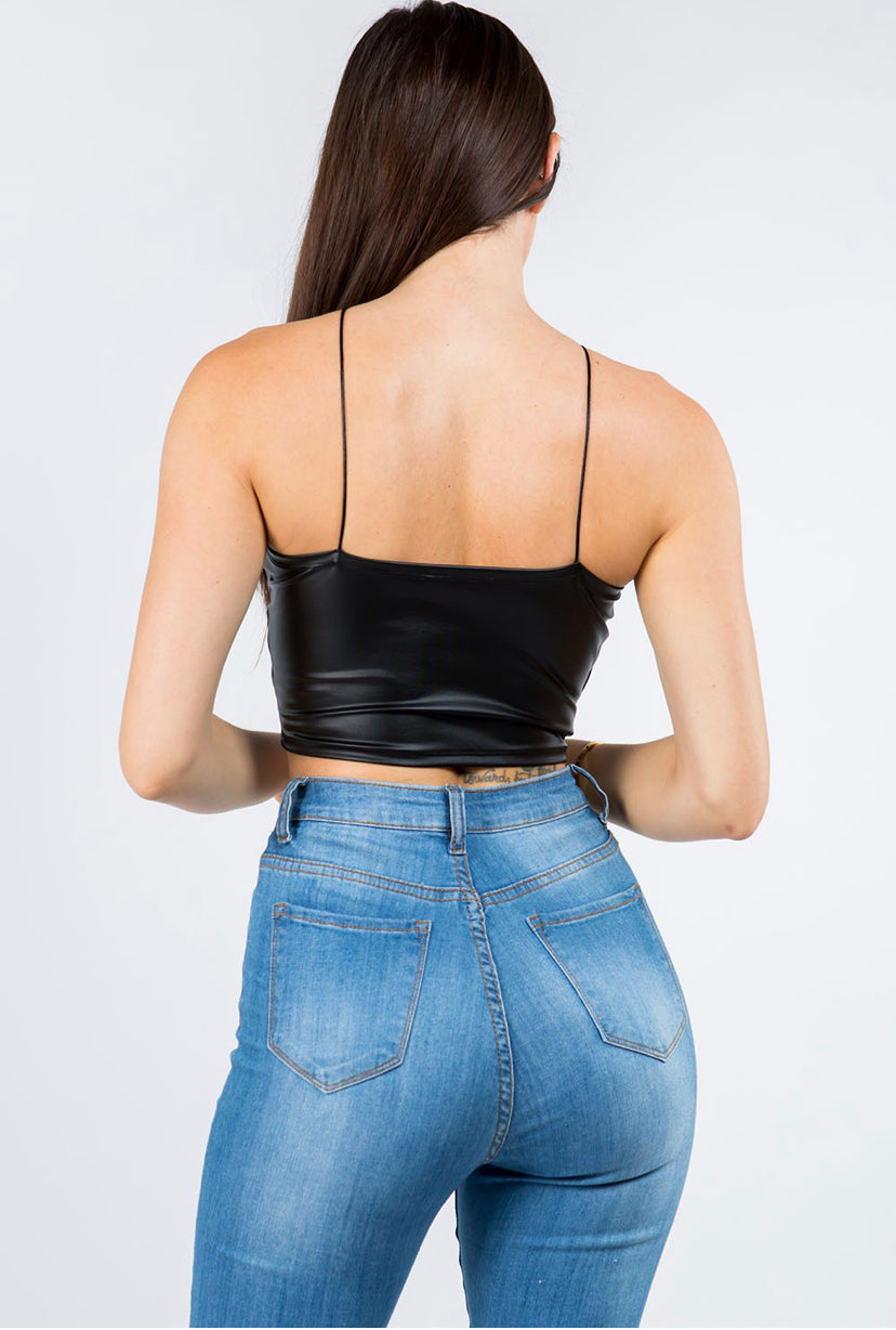 Faux Leather Crop Top
