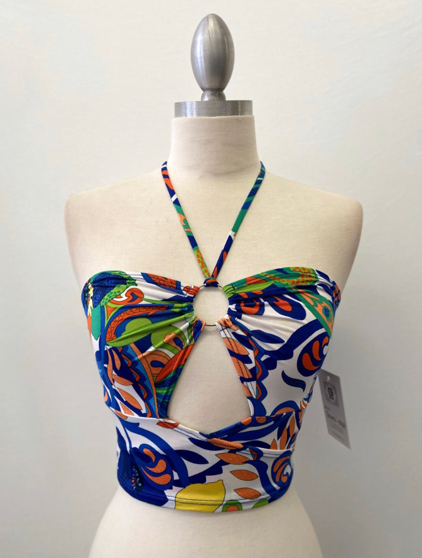 Retro Print Halter Top