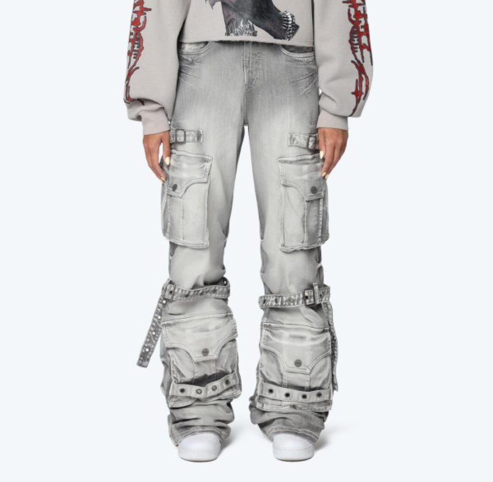 Radiant Grey High Rise Wide Leg Jeans