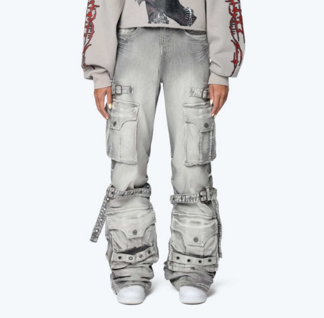 Radiant Grey High Rise Wide Leg Jeans