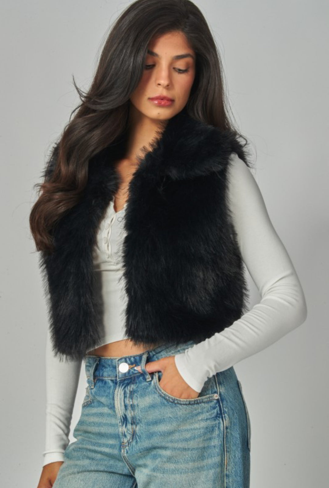Faux Fur Crop Vest