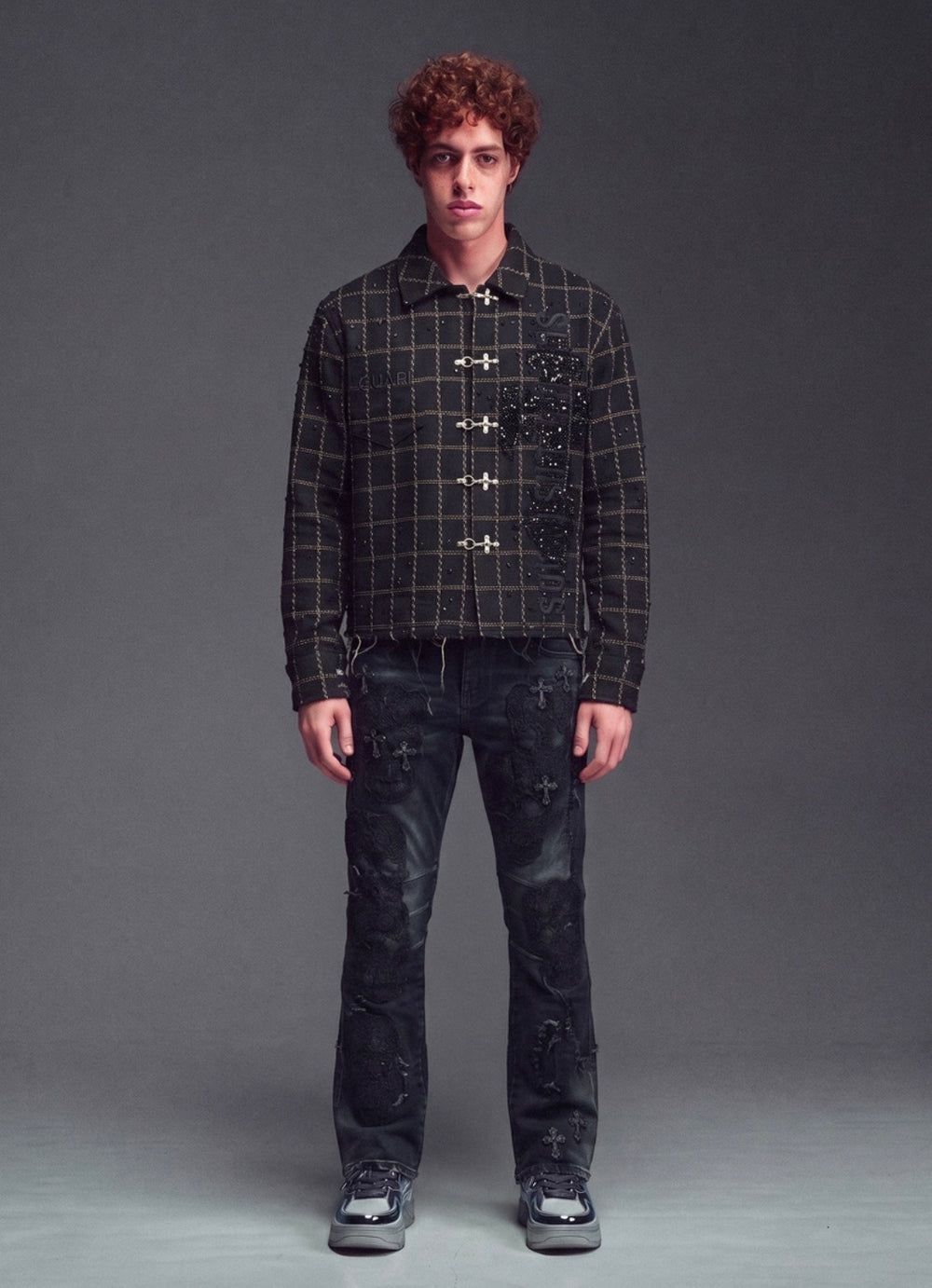 Obsidian Black Grid Blessing Shirt