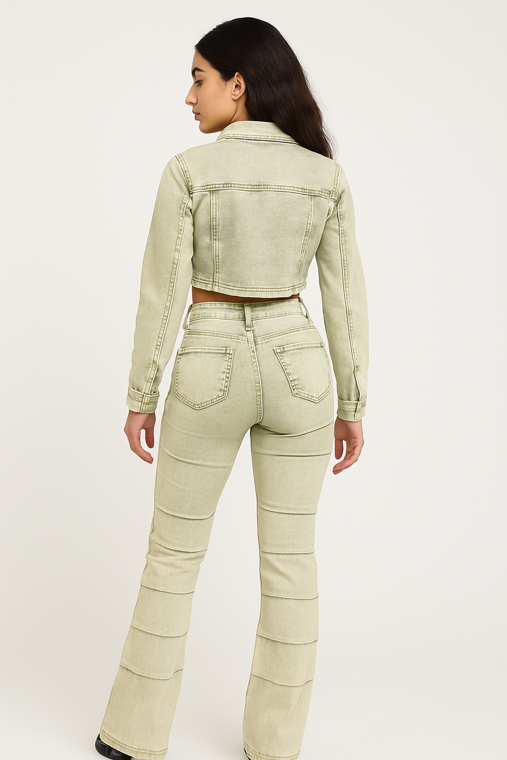 Sage Lady 2 Piece Stacked Jean Set