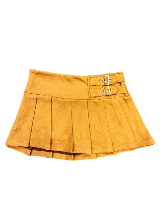 Pleated Suede Mini Skort Skirt