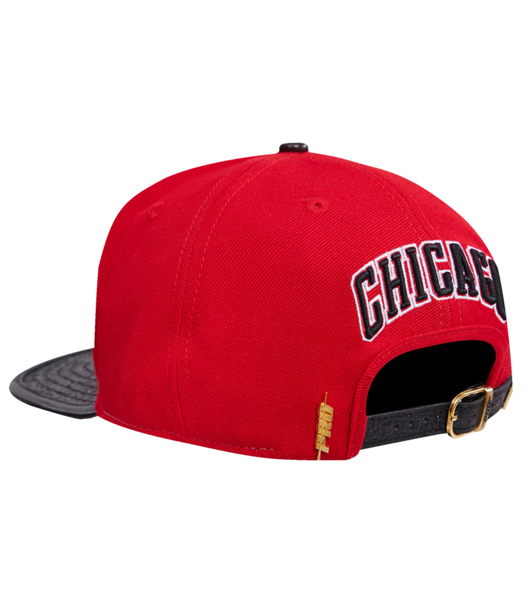 Chicago Bulls 3-D split leather brim snapback hat