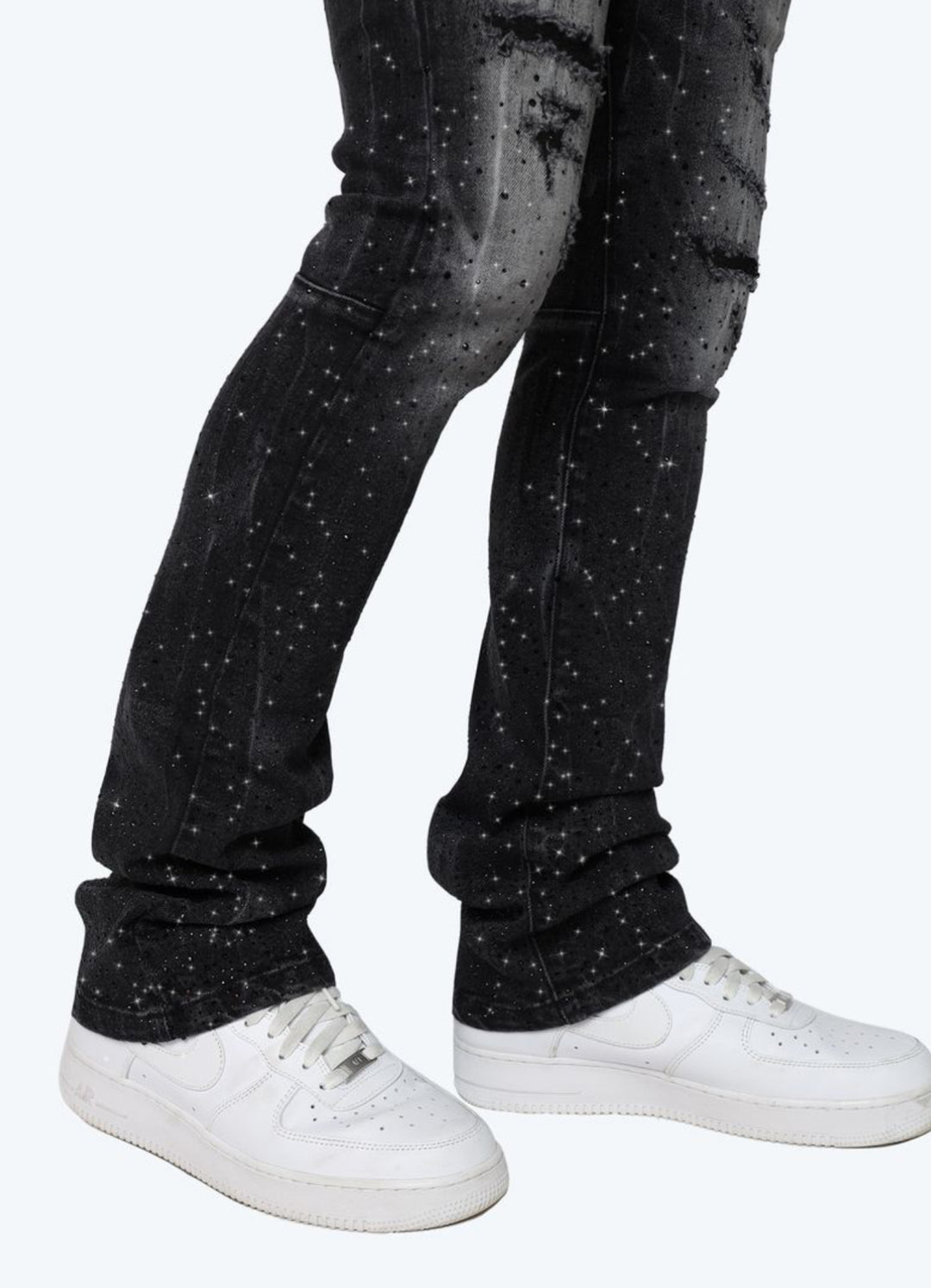 Rhinestone Down Stacked Jeans