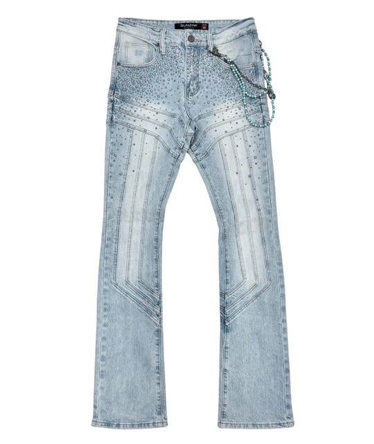 Gunzinii Stoned Embellished Stacked Jeans