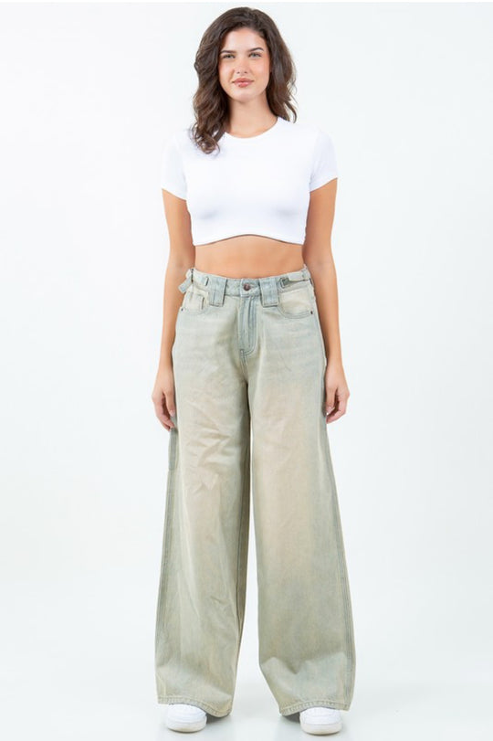 Wide Leg Denim Pants (Multiple Colors)