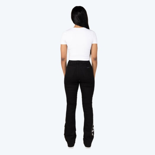 High Rise Printed Stack Twill Pants