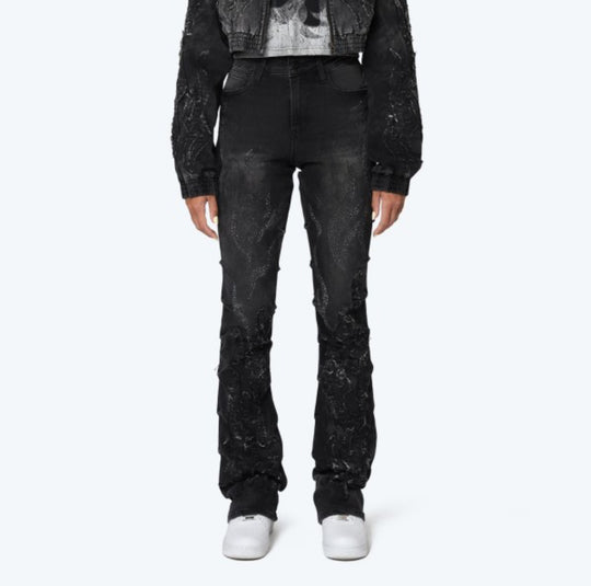 Derby Black High Rise Stacked Jeans