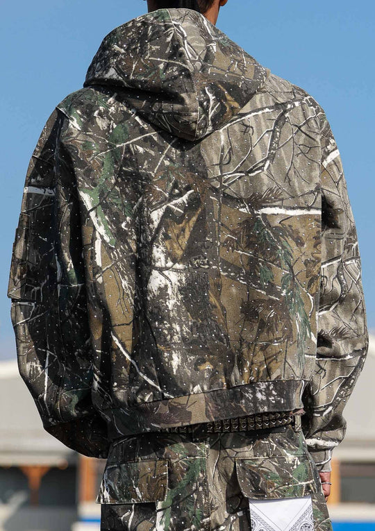 ALLOVER STUD HOOD JACKET