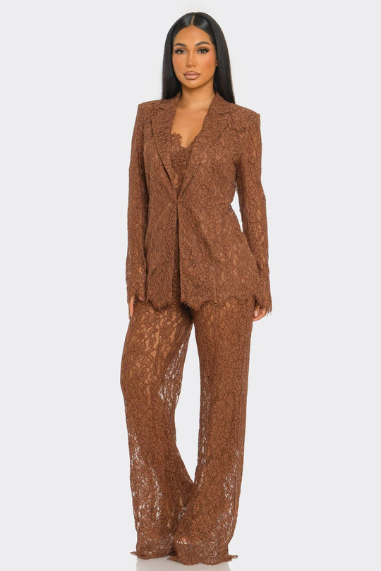 3PCS LACE BLAZER SET