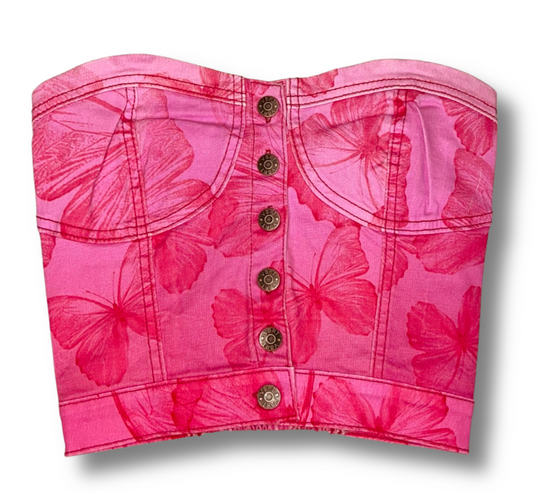 Pink Butterfly Crop Top