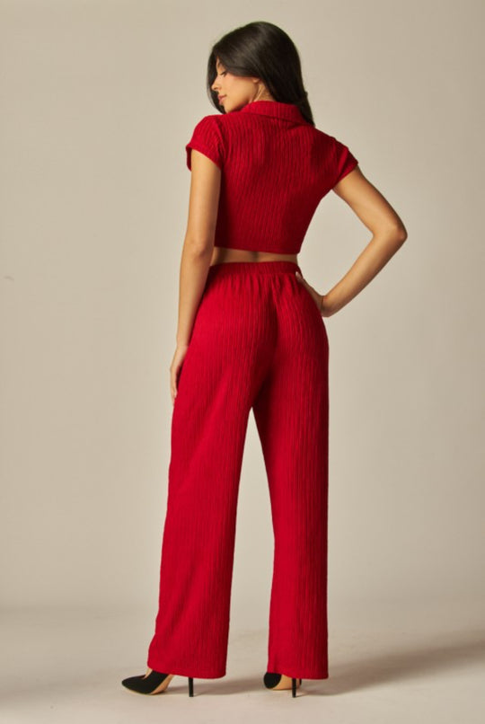 Crinkled Plisse 2pc Loungewear Set