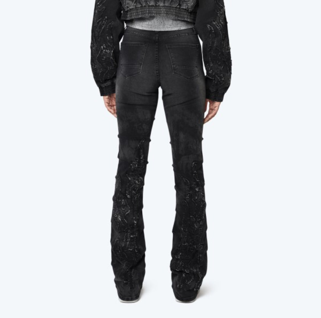 Derby Black High Rise Stacked Jeans