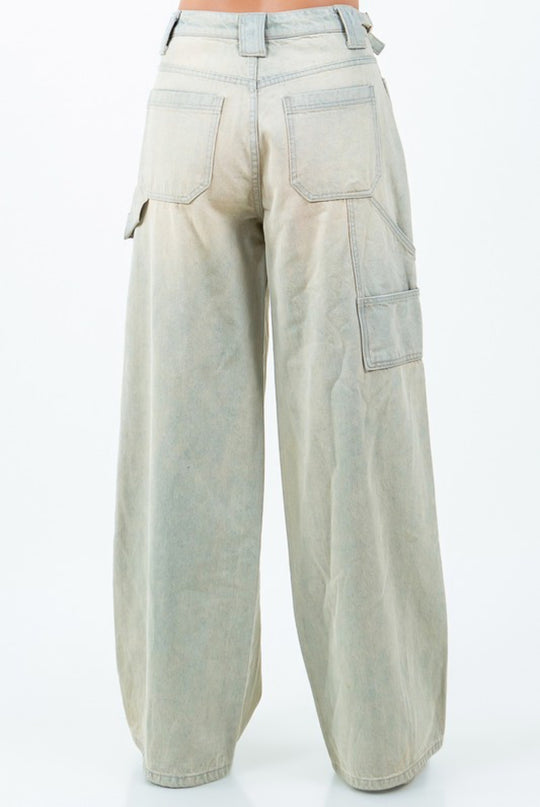 Wide Leg Denim Pants (Multiple Colors)