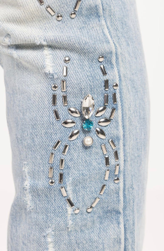 Aqua Blue Spider Jeans