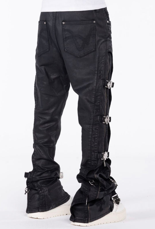 Black Cross Buckle Jeans