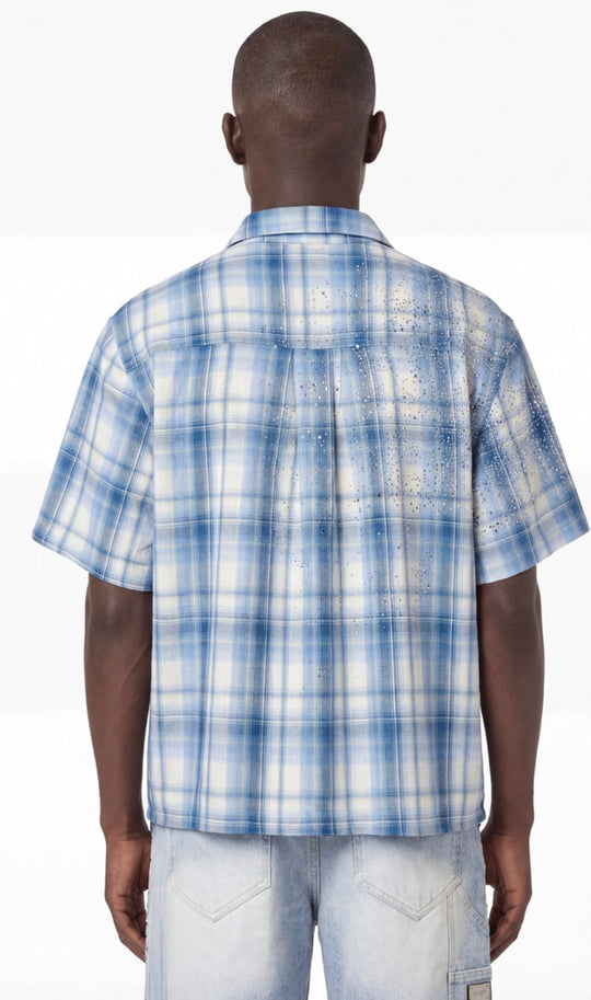 Glacier Plaid Shirt With Rhinestones