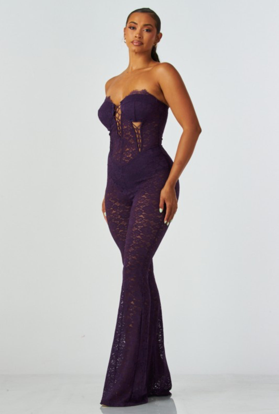 Strapless Lace Corset Jumpsuit