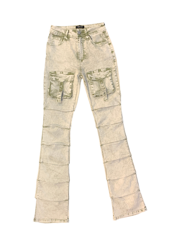 Sage Lady 2 Piece Stacked Jean Set