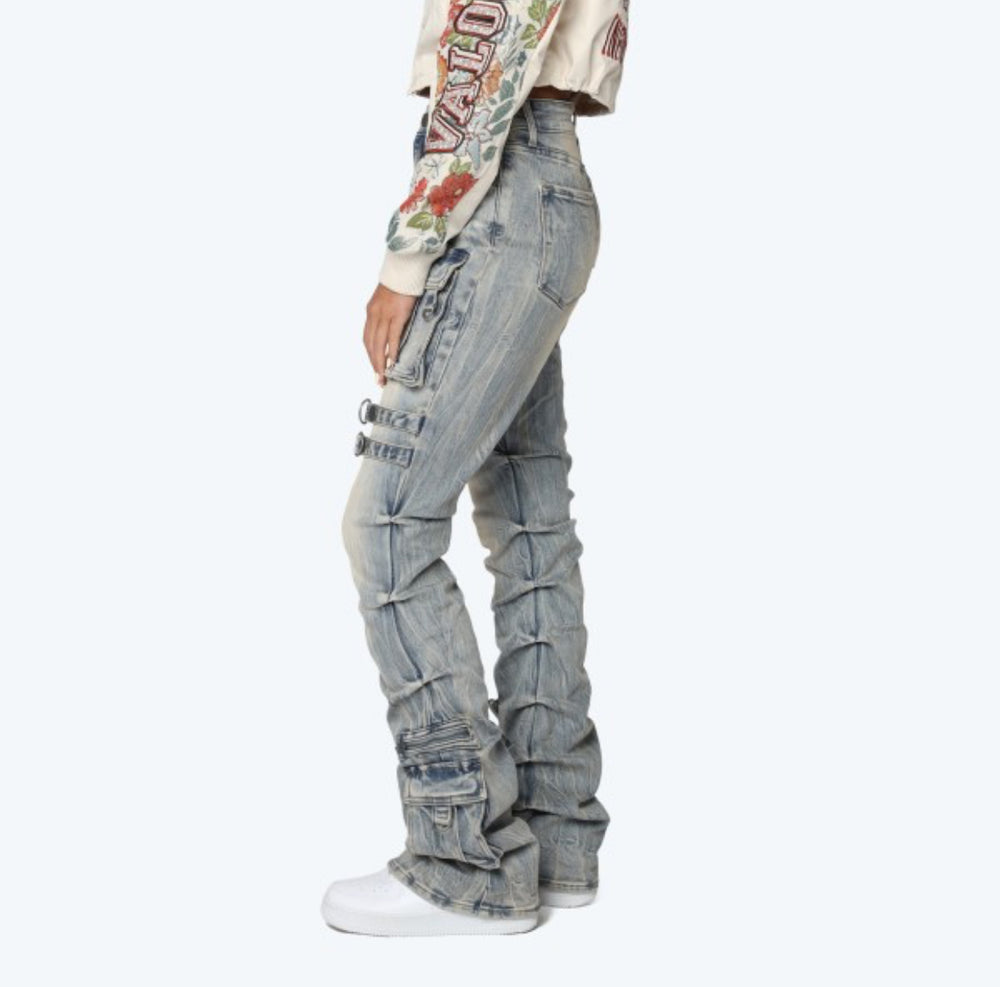Cargo High Rise Stacked Jeans
