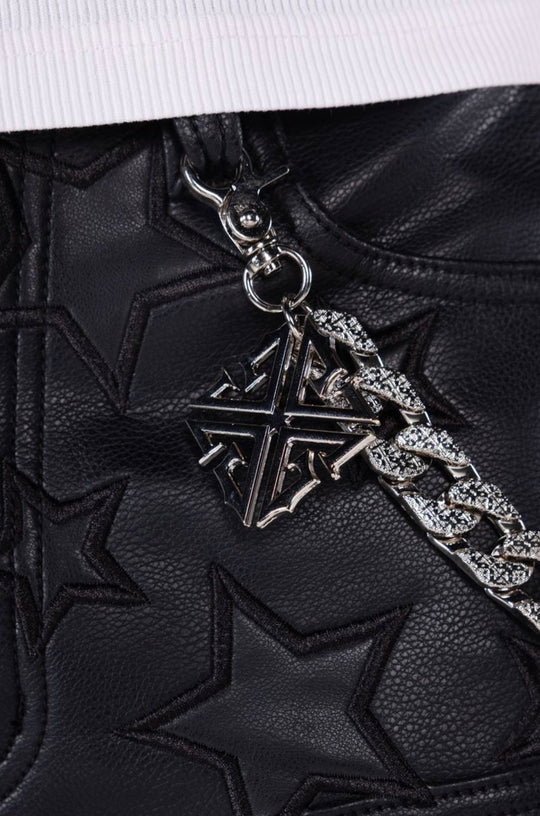 Black Stars Leather Shorts