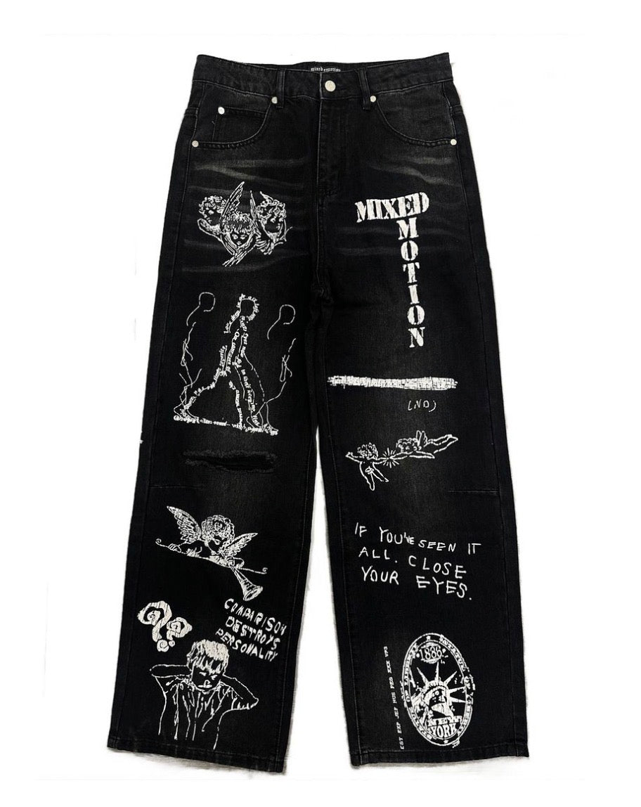 Black Canvas Baggy Jeans