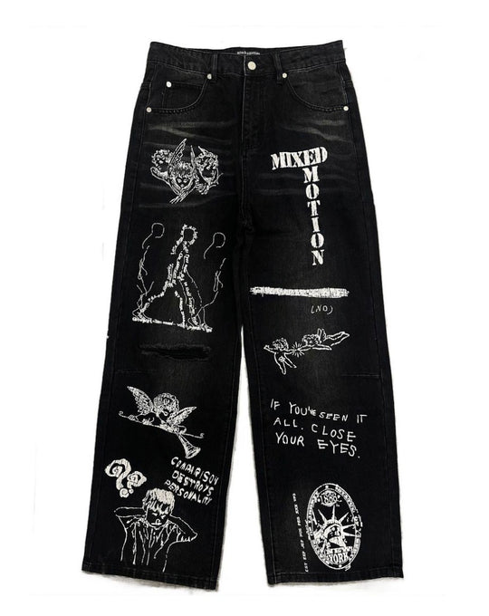 Black Canvas Baggy Jeans