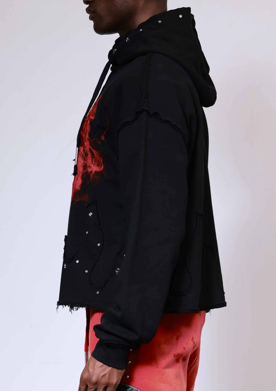 WAKE UP AND BE FIERCE STUD CROP HOODIE