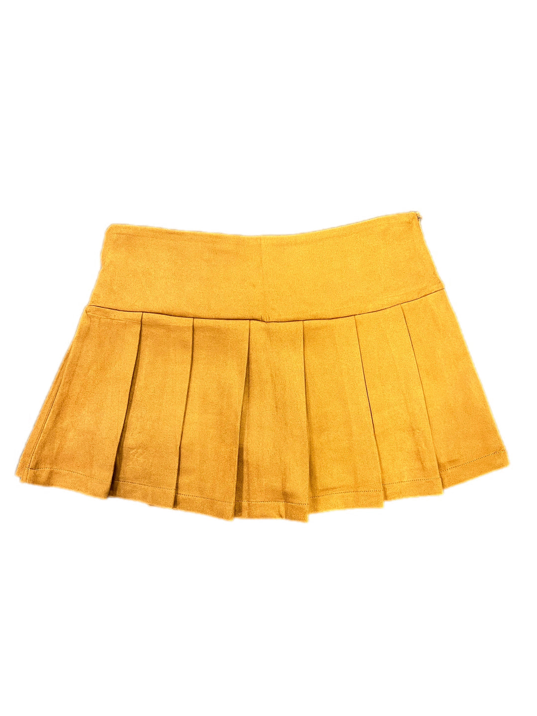 Pleated Suede Mini Skort Skirt