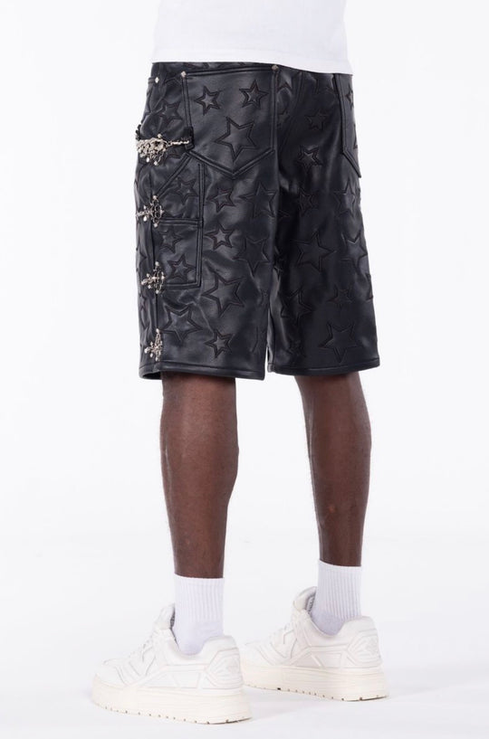 Black Stars Leather Shorts