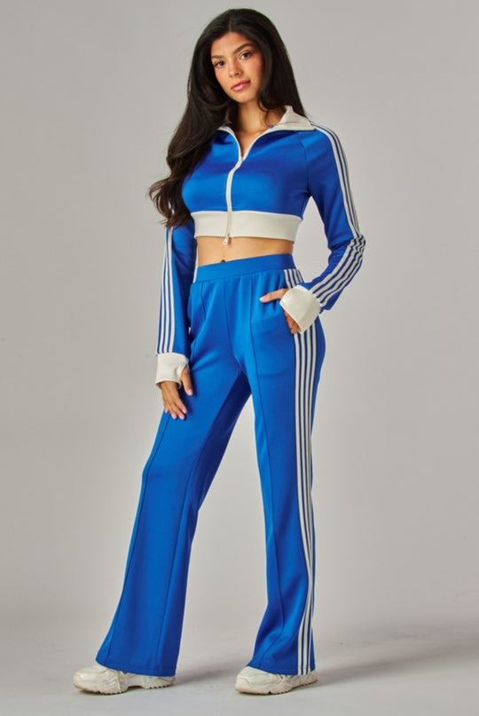 4 Striped Cropped Jacket Tracksuit