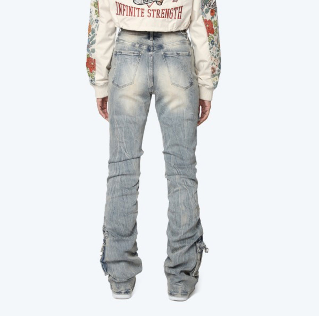 Cargo High Rise Stacked Jeans