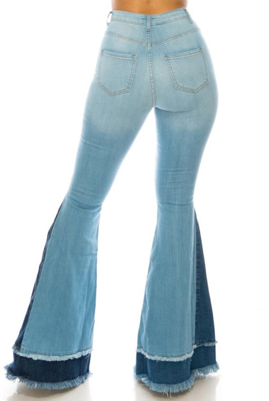 2 Tone Hand Sanded Flare Jeans
